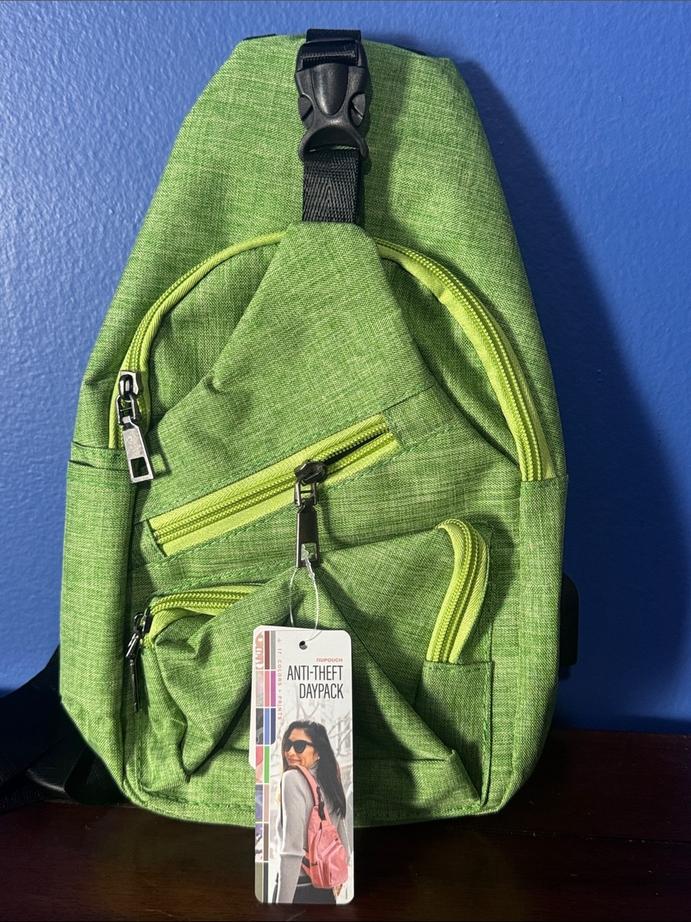 Anti-Theft Daypack Sling Backpack in Green